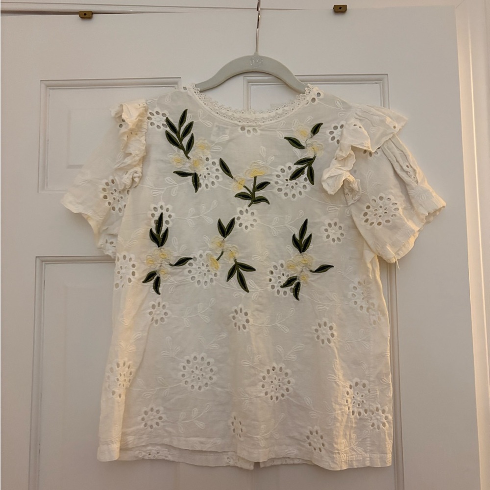 Main Strip White Eyelet Top
